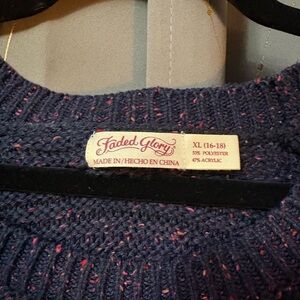 Faded Glory Blue Crew Neck Sweater with Textured Knit